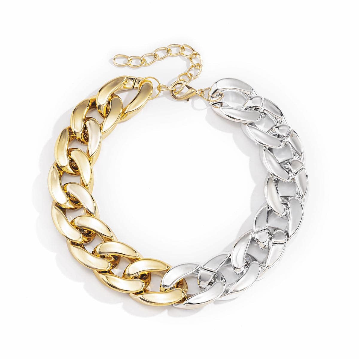 Two-tone Curb Chain Choker Necklace