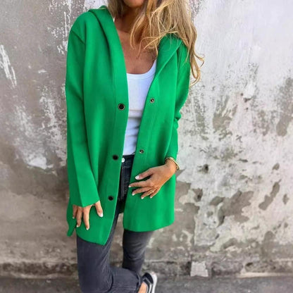 MANDOTOS Hooded Cardigan Single-Breasted Loose Red Jacket