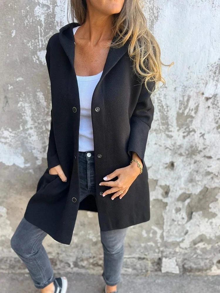MANDOTOS Hooded Cardigan Single-Breasted Loose Red Jacket