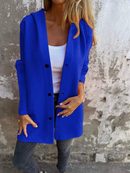 MANDOTOS Hooded Cardigan Single-Breasted Loose Red Jacket