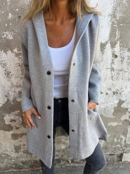 MANDOTOS Hooded Cardigan Single-Breasted Loose Red Jacket