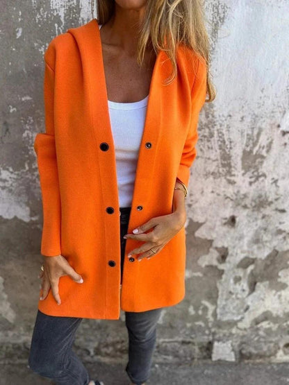 MANDOTOS Hooded Cardigan Single-Breasted Loose Red Jacket