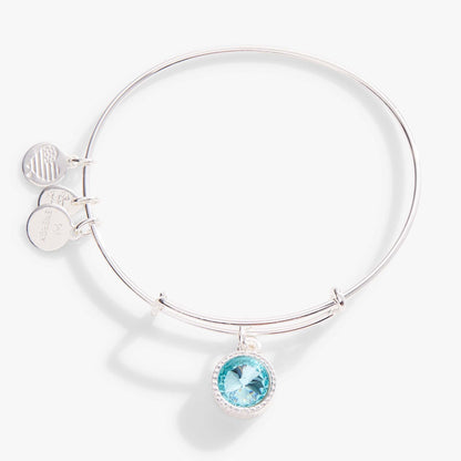 March Birthstone Charm Bangle, Aquamarine