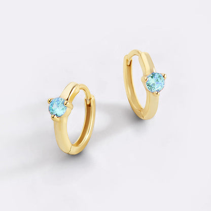 Mint & Lily Solitaire Birthstone Huggie Hoop Earrings