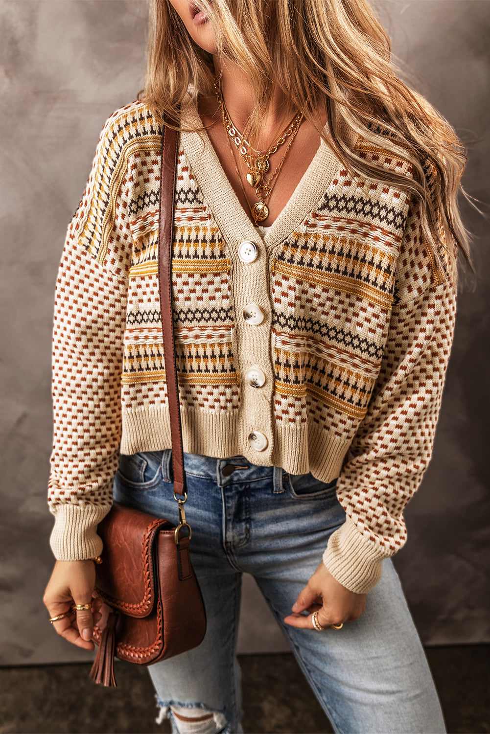 Ailani Cropped Cardigan - Khaki / 2XL - 20/22