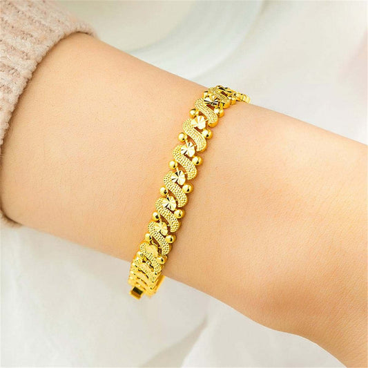Goldtone Floral Swirl Chain Bracelet
