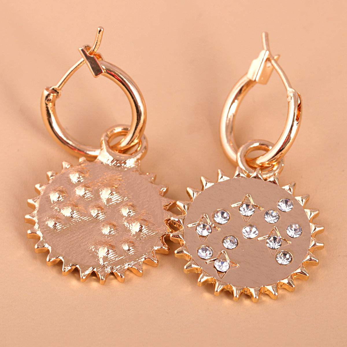 Clear Cubic Zirconia & Goldtone Sun Drop Earrings
