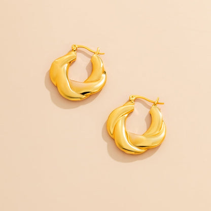 Goldtone Twist-Accent Huggie Earrings