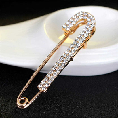 Cubic Zirconia & Goldtone Pin Brooch-1