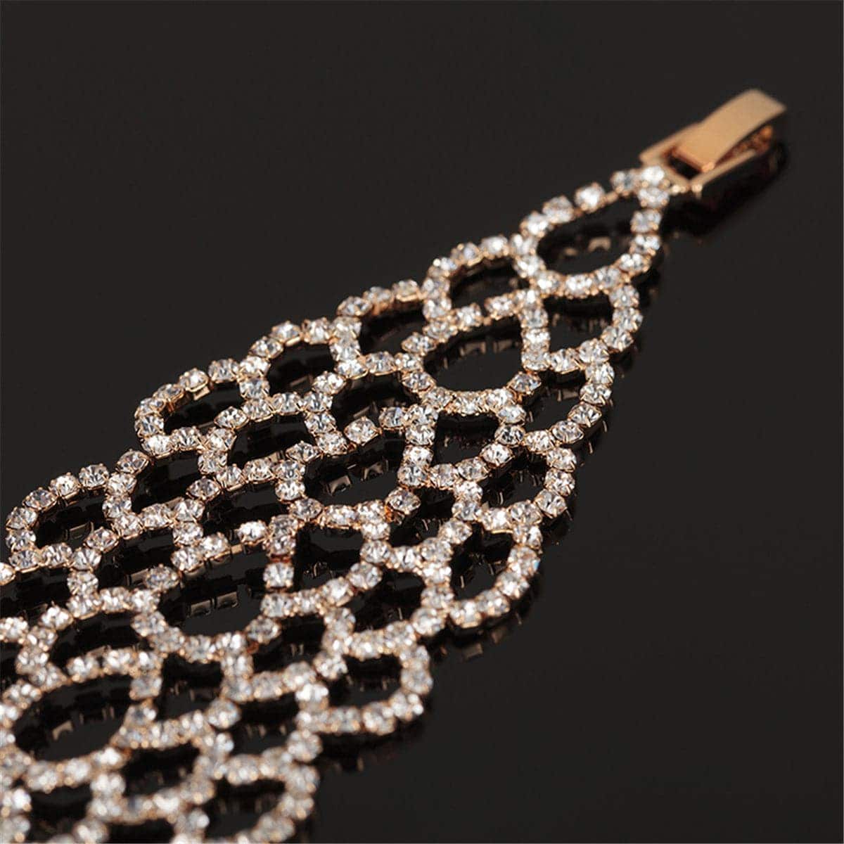 Cubic Zirconia & Goldtone Open Drop Bracelet