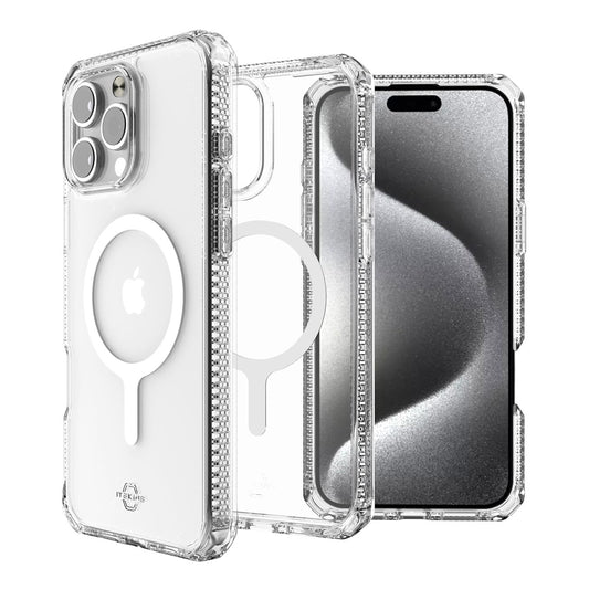 Itskins Hybrid R // Clear Magnetic Protective Phone Case for Iphone 16 Pro Max, Compatible with Magsafe, Slim Hybrid Case, Anti-Yellowing, Military Shockproof Cover - Transparent