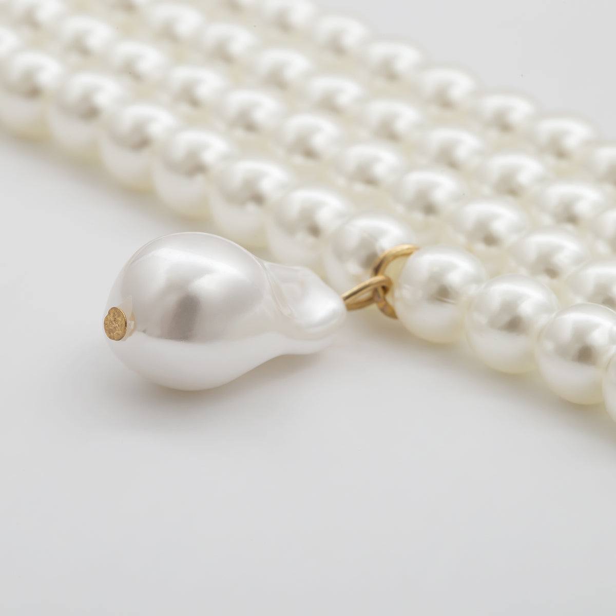 Pearl & Goldtone Layered Choker Necklace