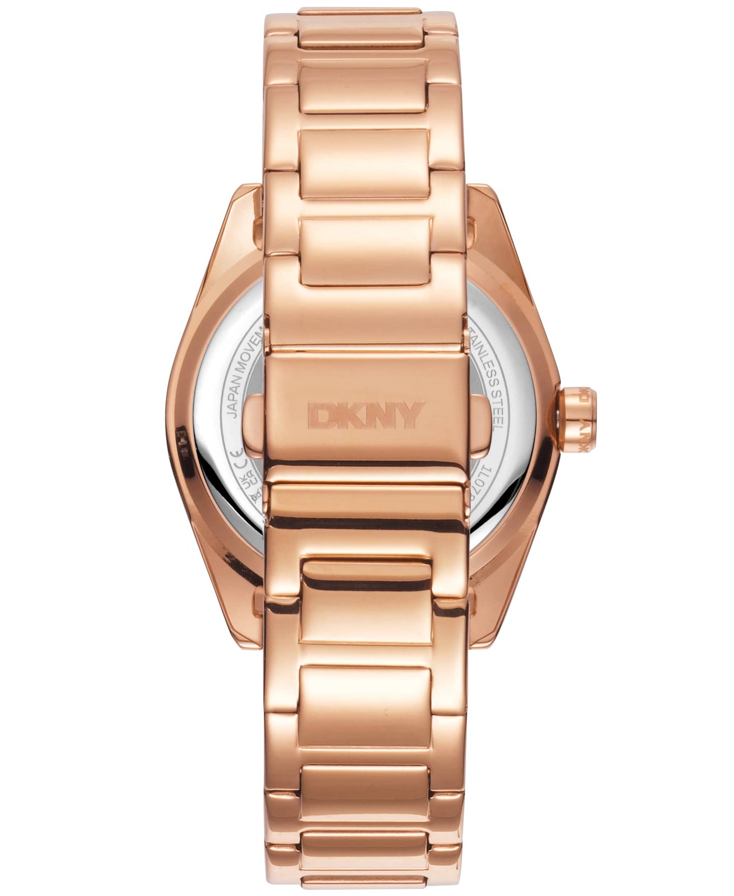 Dkny Women Watch, Rose Gold Color Case, Silver Powder Dial, Rose Gold Color Metal Bracelet, Multi-Function, 5 Atm