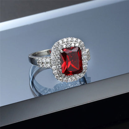 Red Crystal & Cubic Zirconia Princess-Cut Ring-8