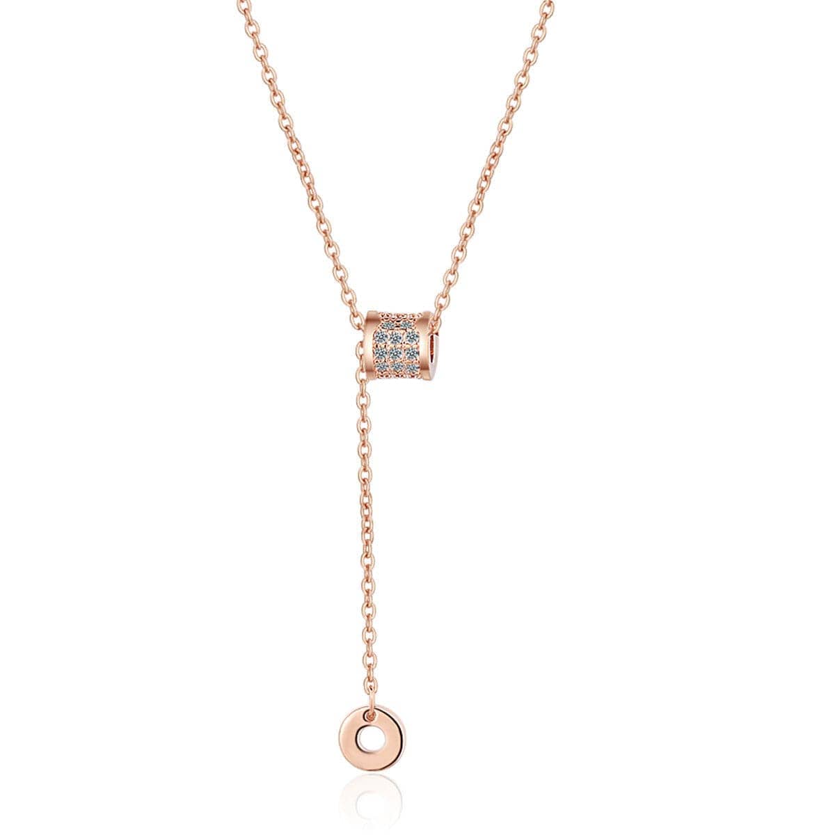 Cubic Zirconia & Rose Goldtone Coin Pendant Necklace
