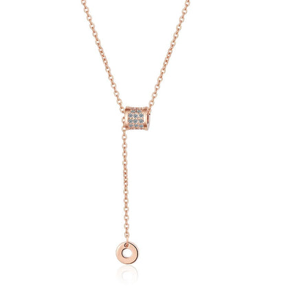 Cubic Zirconia & Rose Goldtone Coin Pendant Necklace
