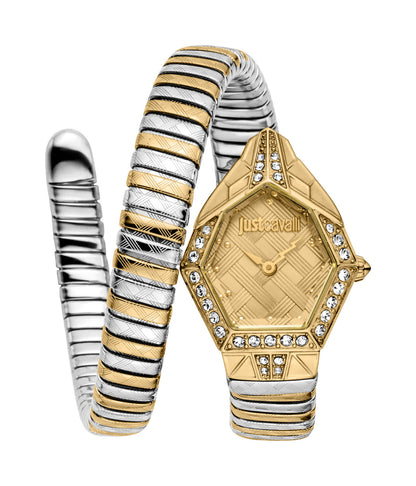 Jc1l303m0055 Just Cavalli Snake Women's Two Tone Gold/Silver Watch