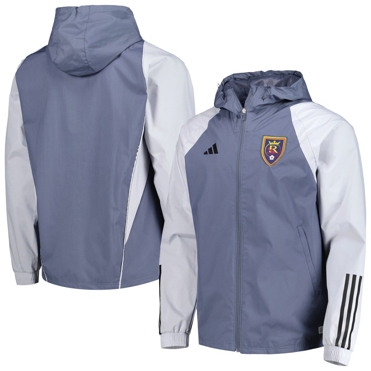 adidas Men's Real Salt Lake All-Weather Raglan Hoodie Full-Zip Jacket