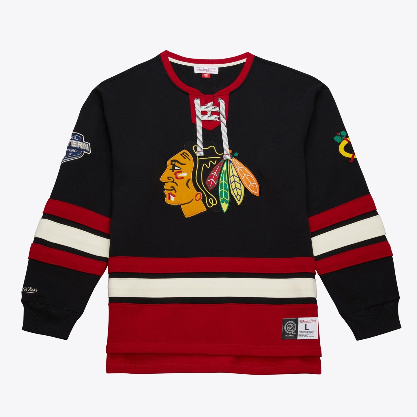 Mitchell & Ness Men's NHL Heritage Lace-Up Crew Current Logo Blackhawks