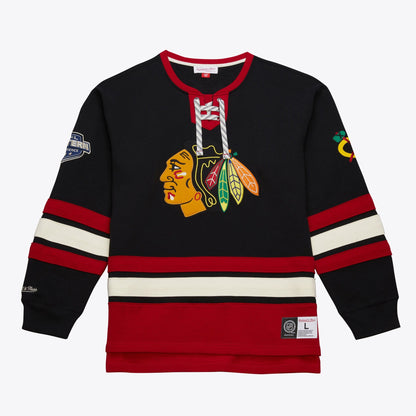 Mitchell & Ness Men's NHL Heritage Lace-Up Crew Current Logo Blackhawks