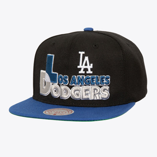 Mitchell & Ness Men's MLB Text Stack 1 Snapback Dodgers Snapback Caps
