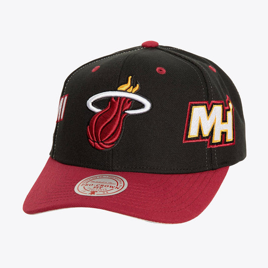 Men's Mitchell & Ness NBA Overbite Pro Snapback Heat - Black