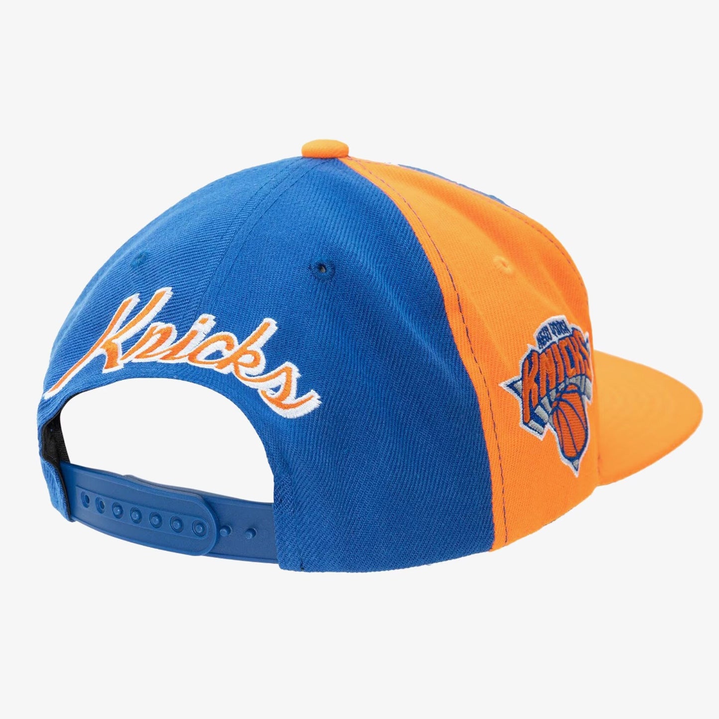 Men's Mitchell & Ness NBA Rear Script Deadstock Snapback Knicks - Royal-Orange