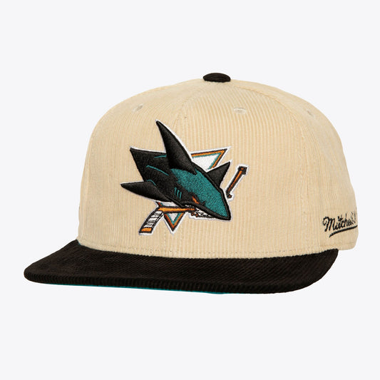 Men's Mitchell & Ness Nhl 2 Tone Team Cord Fitted Sharks - Off White