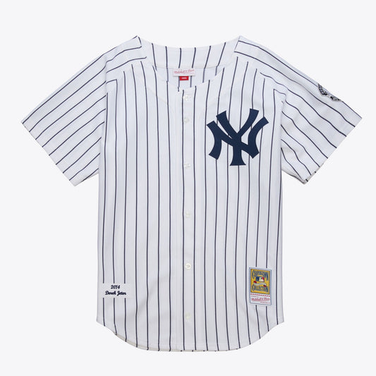 Men's Mitchell & Ness MLB White Home Jersey Yankees 2014 Derek Jeter