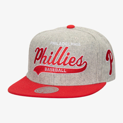 Mitchell & Ness Men's MLB Tailsweep 2.0 Melton Snapback Phillies Snapback Caps