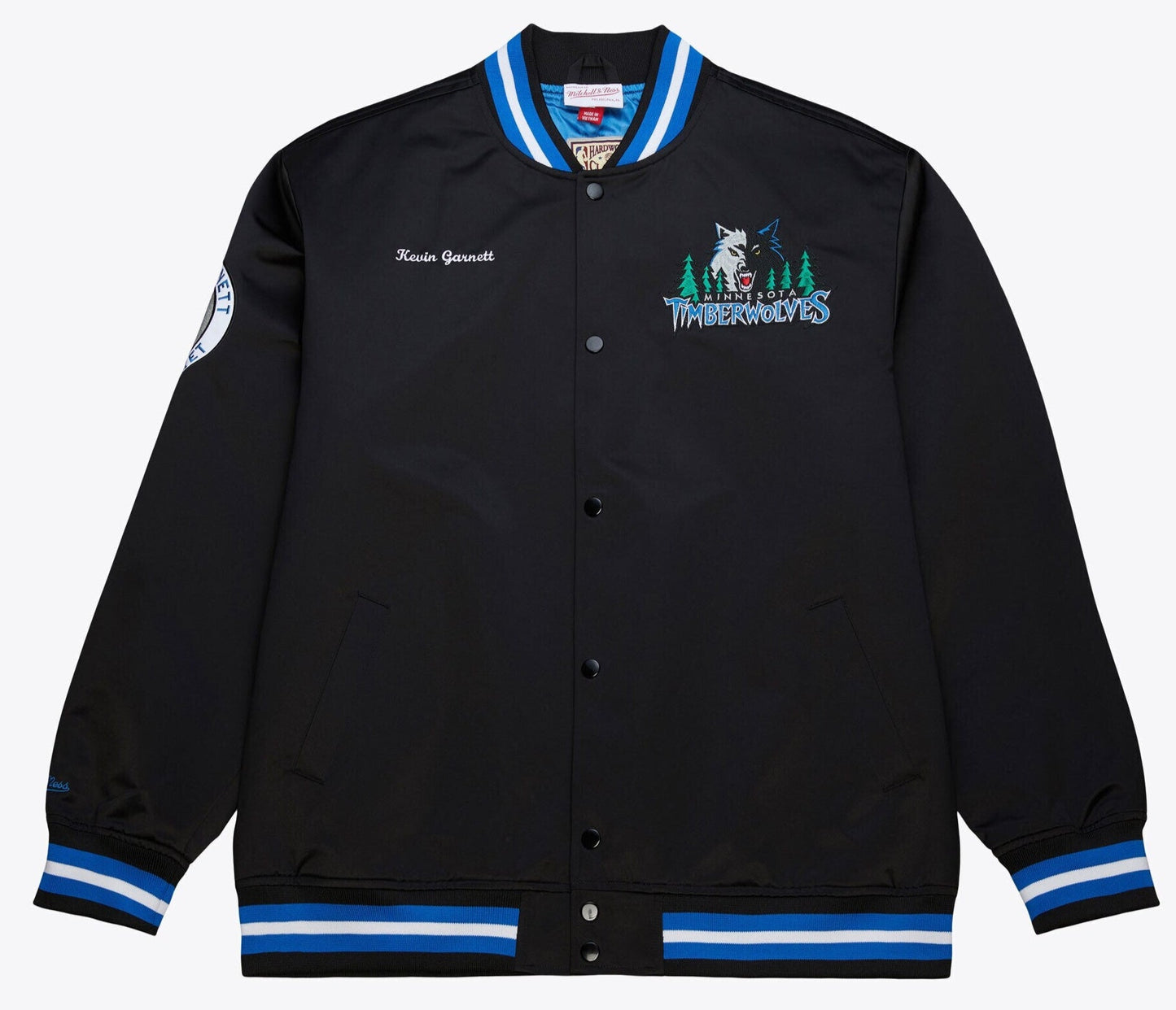 Mitchell & Ness Men's NBA Satin Jacket Vintage Logo Timberwolves Kevin Garnett