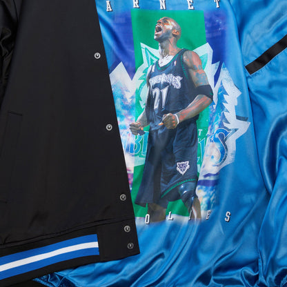 Mitchell & Ness Men's NBA Satin Jacket Vintage Logo Timberwolves Kevin Garnett