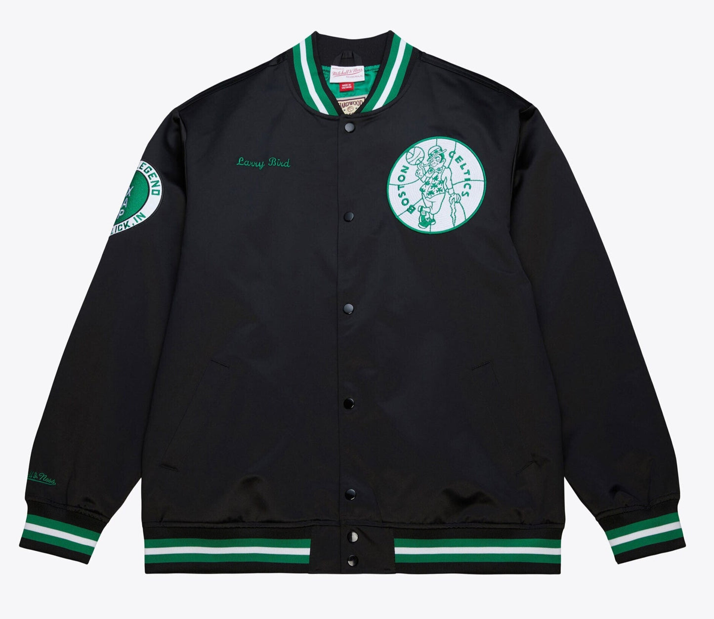 Mitchell & Ness Men's NBA Legends Satin Jacket Vintage Logo Celtics Larry Bird