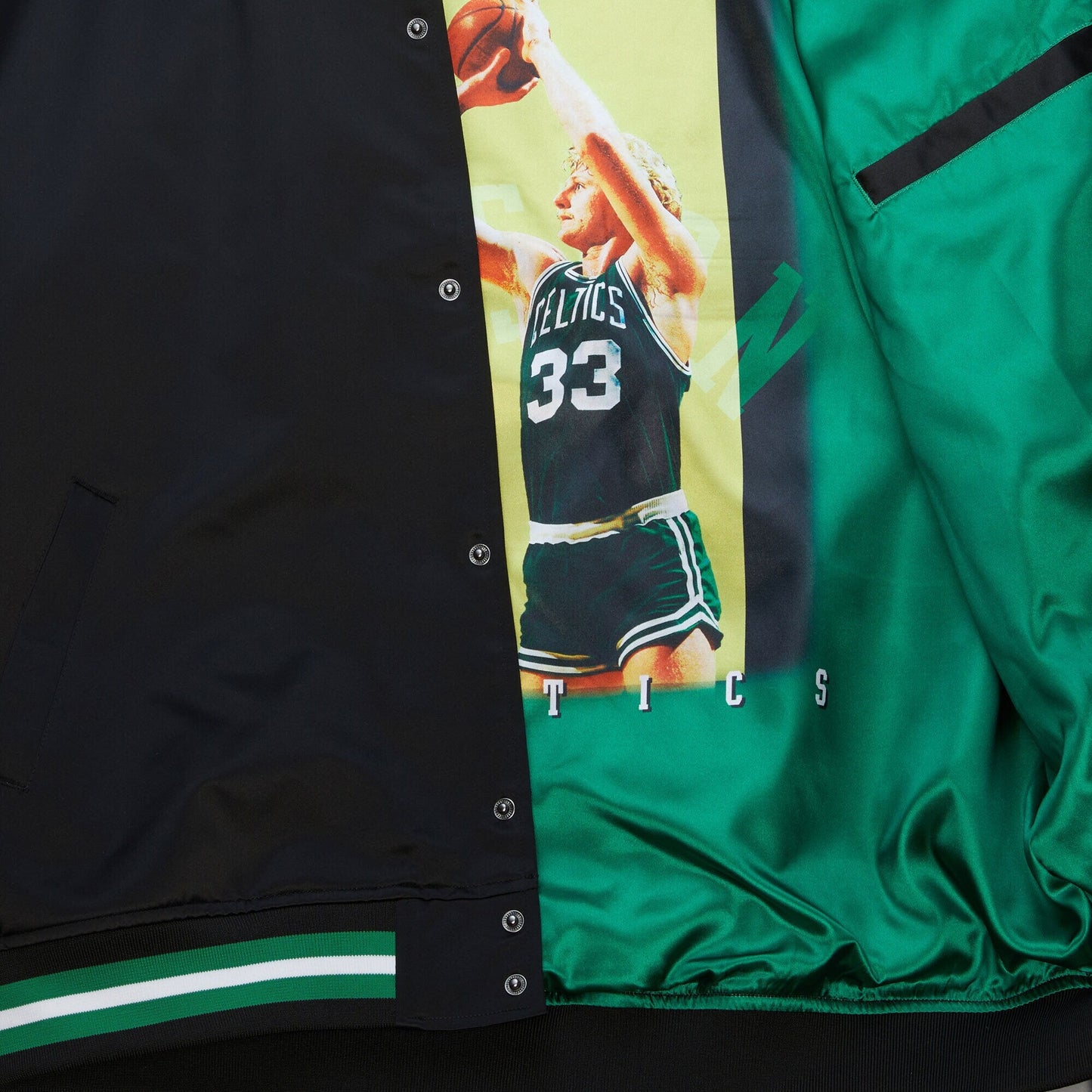 Mitchell & Ness Men's NBA Legends Satin Jacket Vintage Logo Celtics Larry Bird
