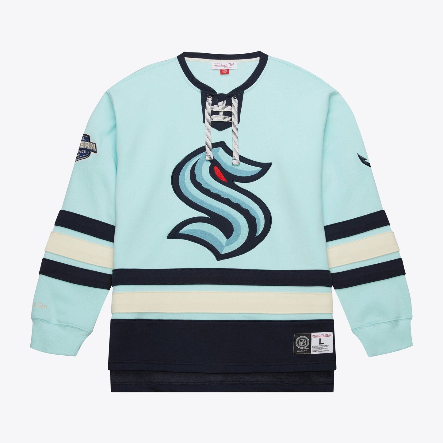 Mitchell & Ness Men's NHL Heritage Lace-Up Crew Current Logo Kraken Jerseys