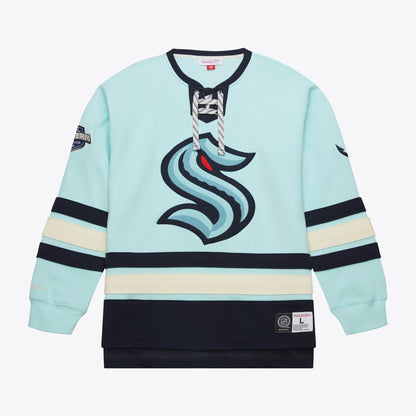 Mitchell & Ness Men's NHL Heritage Lace-Up Crew Current Logo Kraken Jerseys