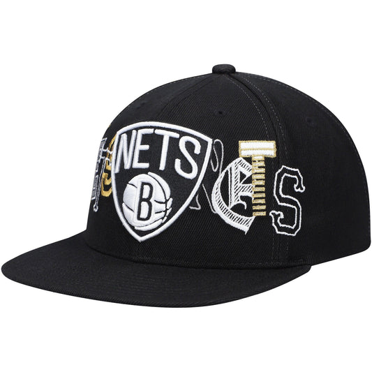 Men's Mitchell & Ness NBA Hype Type Snapback Nets - Black