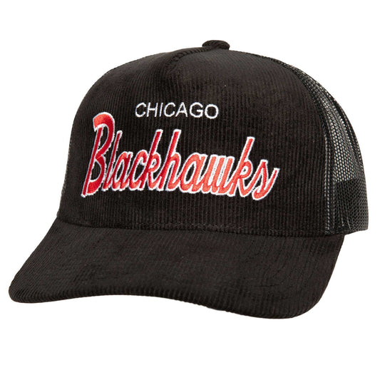 Mitchell & Ness Men's NHL Times Up Trucker Blackhawks Ball Caps