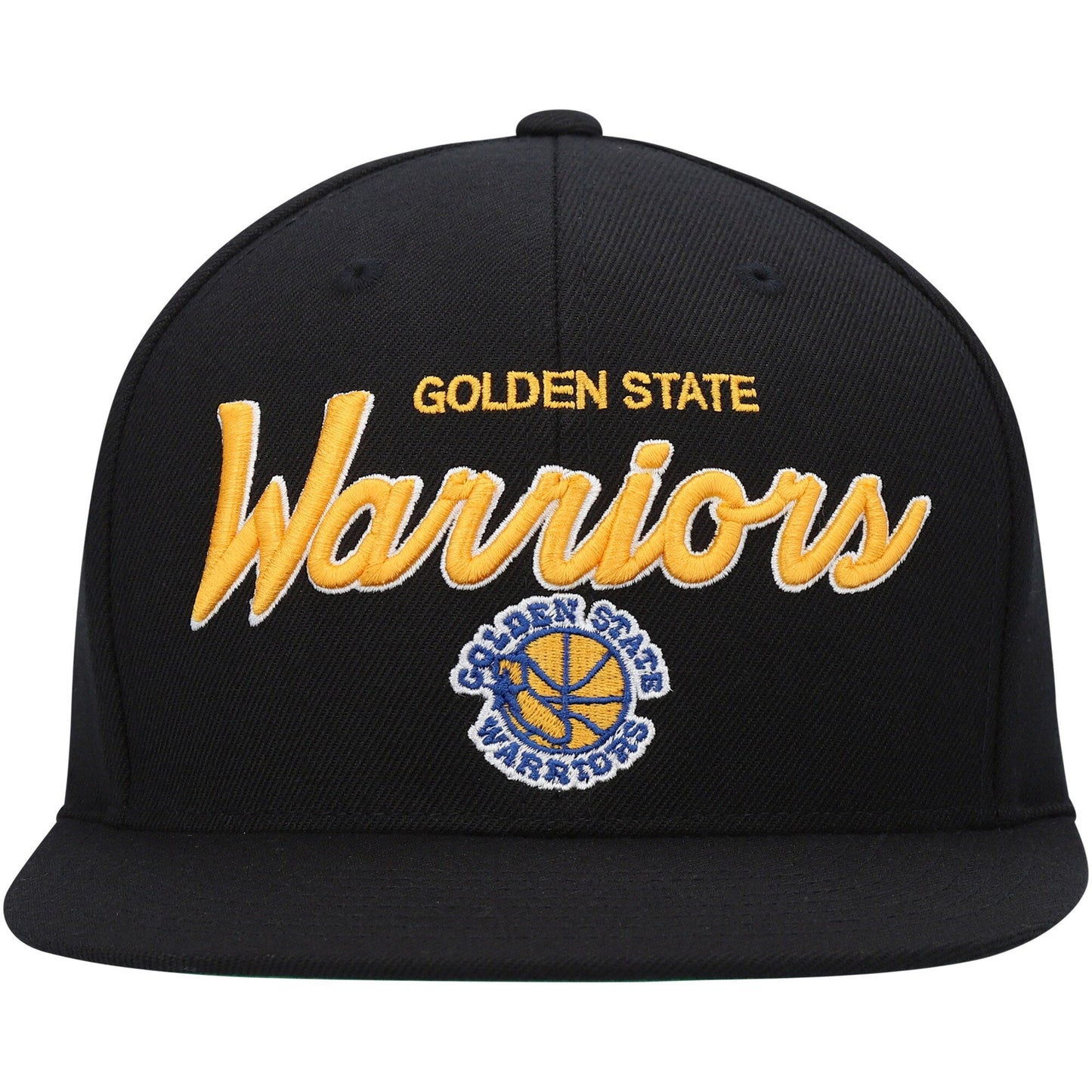 Men's Mitchell & Ness NBA Foundation Script Fitted Hwc Warriors