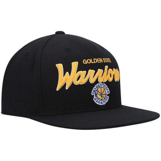 Men's Mitchell & Ness NBA Foundation Script Fitted Hwc Warriors