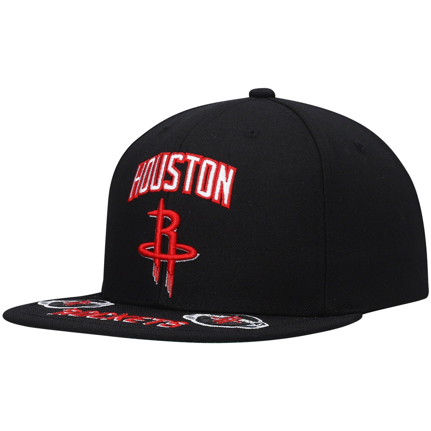 Men's Mitchell & Ness NBA Front Loaded Snapback Rockets - Black