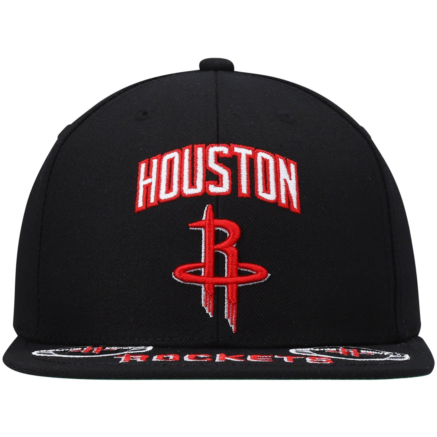 Men's Mitchell & Ness NBA Front Loaded Snapback Rockets - Black