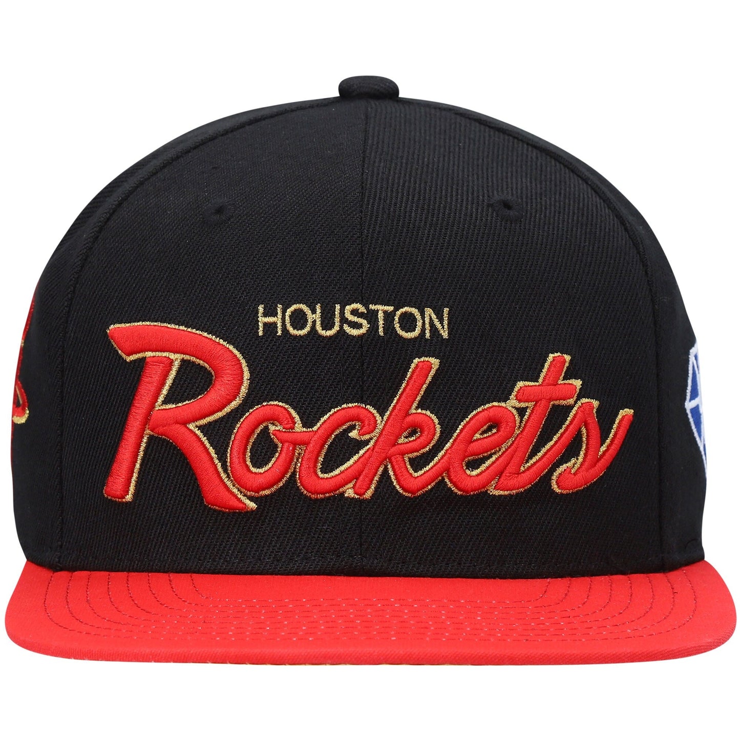 Men's Mitchell & Ness NBA 75Th Gold Snapback Rockets - Black