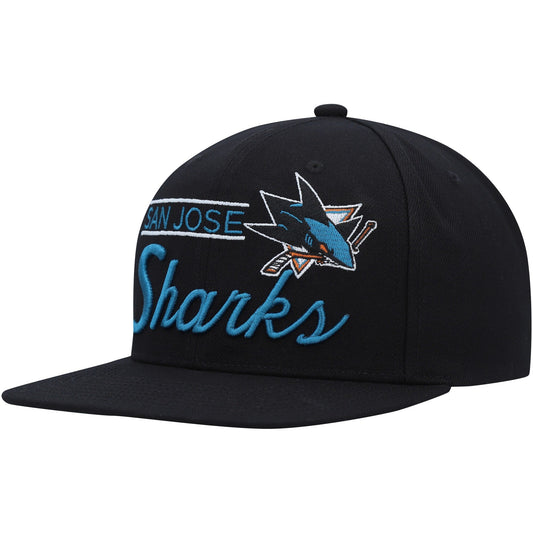 Men's Mitchell & Ness Nhl Retro Lock Up Snapback Sharks - Black
