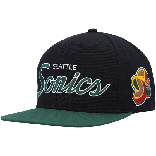 Men's Mitchell & Ness NBA Team Script 2.0 Snapback Hwc Supersonics - Black