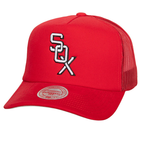 Men's Mitchell & Ness MLB Curveball Trucker Coop White Sox - Red
