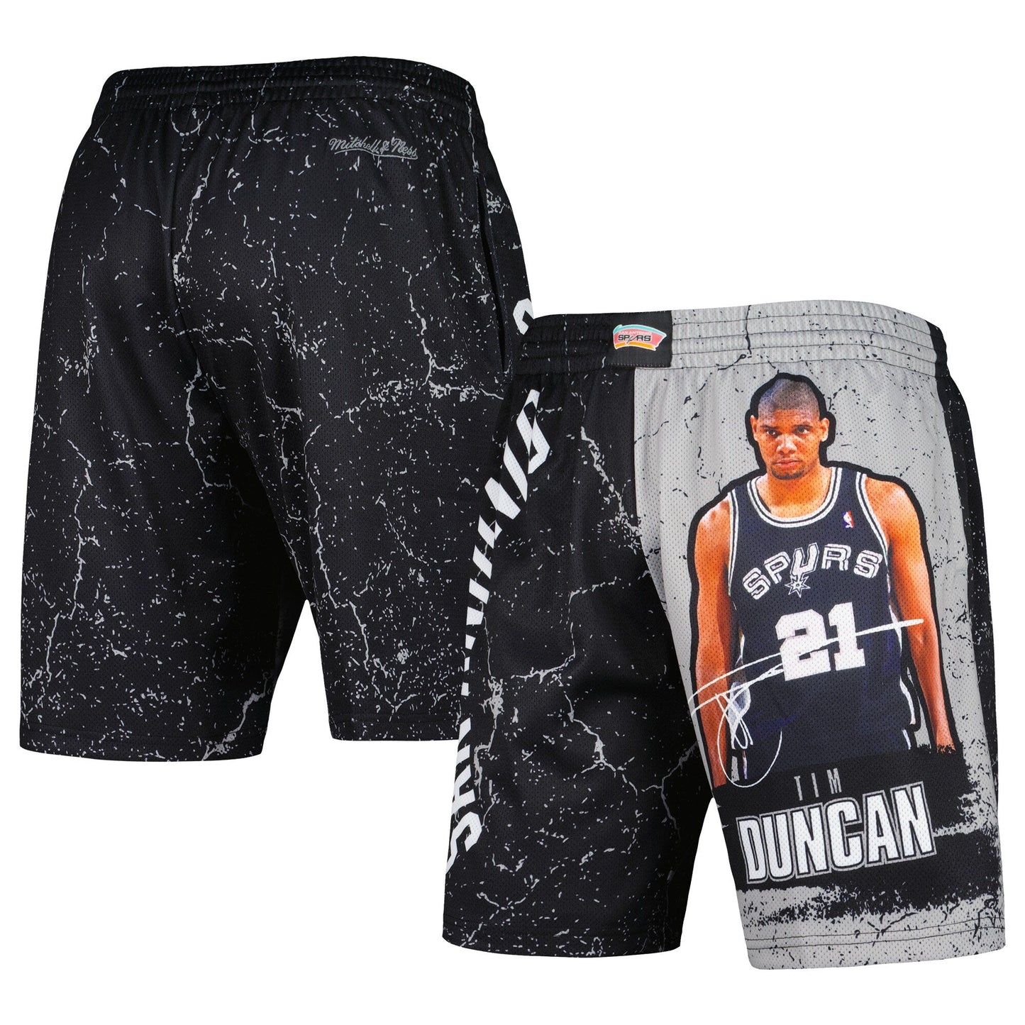 Mitchell & Ness Men's NBA Player Burst Mesh Shorts Spurs Tim Duncan
