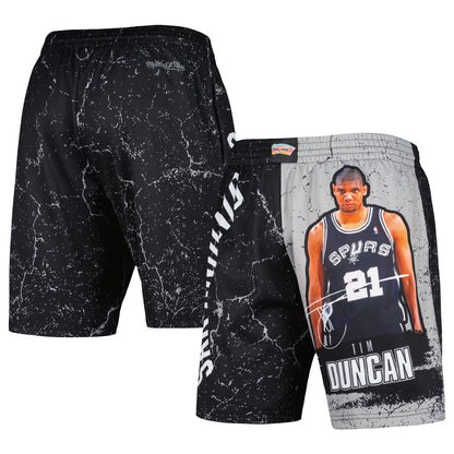 Mitchell & Ness Men's NBA Player Burst Mesh Shorts Spurs Tim Duncan