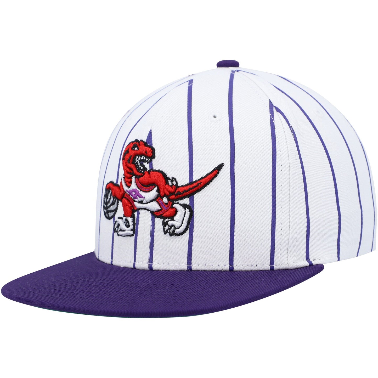 Men's Mitchell & Ness NBA Retro Pinstripe Snapback Hwc Raptors - White