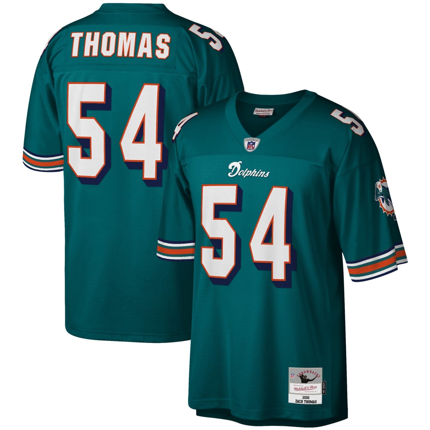 Men's Mitchell & Ness NFL Legacy Jersey Dolphins 2006 Zach Thomas